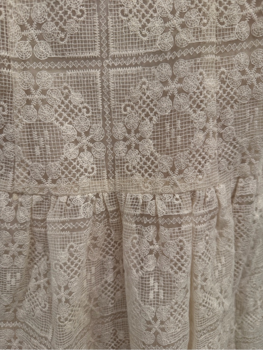 Avec Les Filles Embroidered Lace Midi Dress Natural Ivory Size 6 NWT Cottagecore - Picture 9 of 10